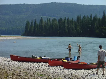 Canoes on the Athabasca River, Alberta