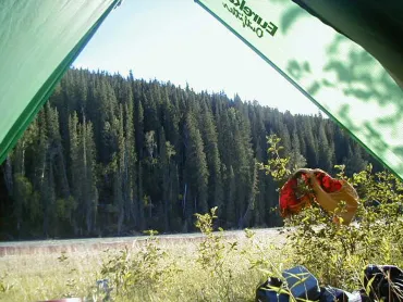 camping on an island in the river