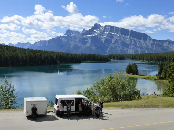 Tour bus in Banff National Park