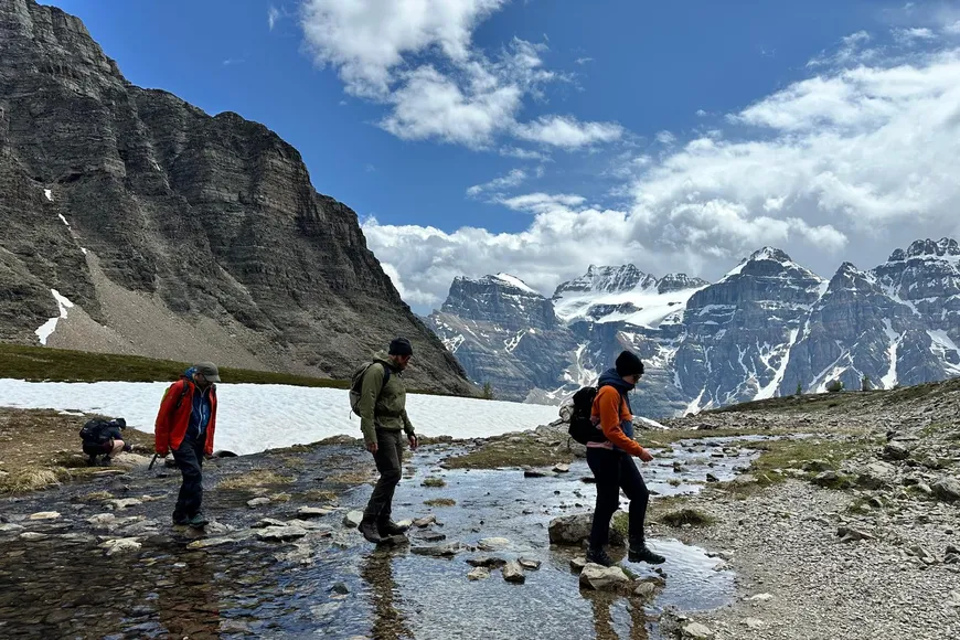 Crossing the stream near Lake Louise