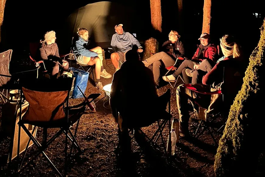 Evening around campfire