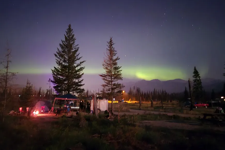Northern lights over campsite